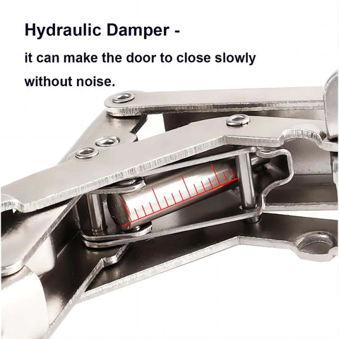 Close-up of hydraulic damper on 2 PCS 175 Degree Hinges Soft Close Hinge Hydraulic Frameless Cabinet Doors Hinges