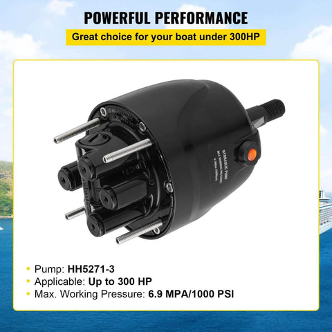 Outboard Hydraulic Steering Pump For Cruisers And Runabouts 300 HP Front Mount Helm HH5271-3 VEVOR, black casing