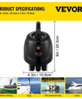 Outboard Hydraulic Steering Pump For Cruisers And Runabouts 300 HP Front Mount Helm HH5271-3 VEVOR, dimensions shown, suitable for boats
