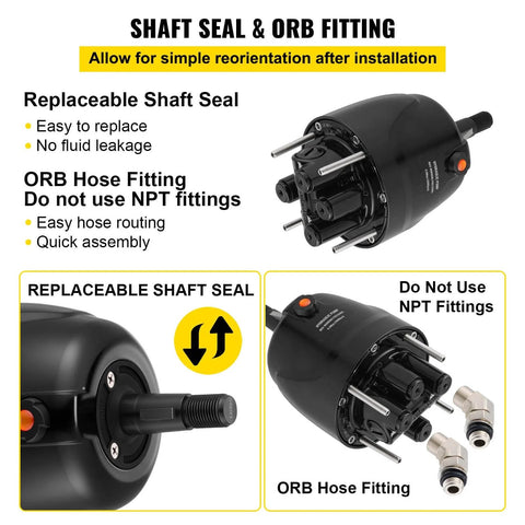 Image showing an Outboard Hydraulic Steering Pump For Cruisers And Runabouts 300 HP Front Mount Helm HH5271-3 VEVOR Pro Grade Marine Steering System