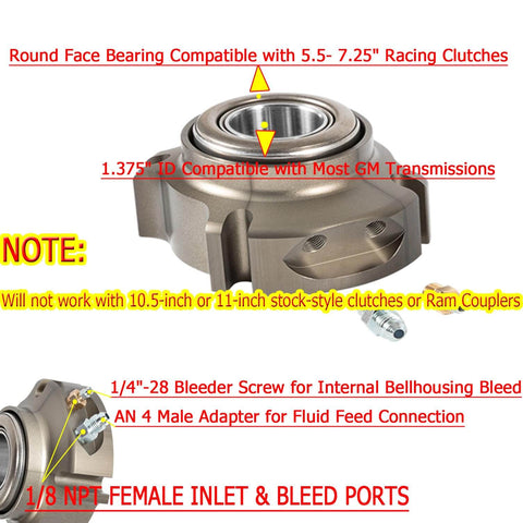 Hydraulic Throwout Bearing Replacement For 91605135 Chevy GM Racing Transmissions With Low Pedal Effort, front view