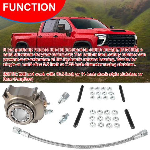 Hydraulic Release Throwout Bearing Kit For Multi Disk Racing Clutch 5 5 Inch To 7 25 Inch Clutches Compatible With Chevy GMC Manual