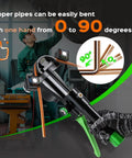 Hydraulic Tubing Bender Kit in use, bending copper pipes from 0 to 90 degrees, ideal for refrigerator and air conditioner repair.