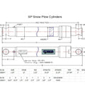 Engineering diagram of ✝️ Hydraulics SP Snow Plow Cylinder 1 1/2" Rod x 12" Stroke x 1 3/4" Bore x 19 1/4" Retracted x 1" Pin x 1/4" NPT Port