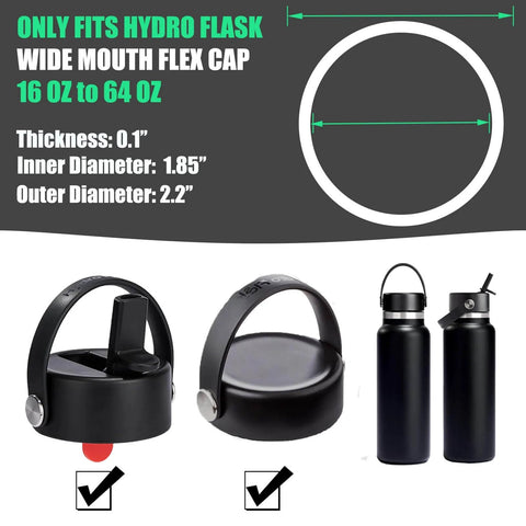 Six Pack Rubber Seals For Hydro Flask Wide Mouth Flex Caps And Flex Straw Cap O Rings Replacement, 2.2 Inch Water Bottle Gasket