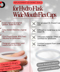 Hydro Flask Replacement Lid Gasket O Rings for Wide Mouth Flex Caps comparison chart with two silicone gaskets side by side.