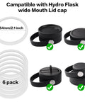 Leak Proof Six Pack Gasket Set For Wide Mouth Hydro Flask Lids Rubber O Ring Seal Replacement Fits Wide Flex Straw Cap