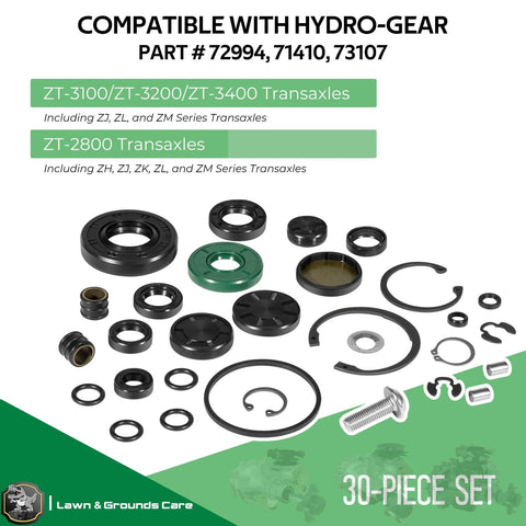 Transaxle Seal Service Kit For ZT-2800 ZT-3100 ZT-3200 ZT-3400 Rebuilds with Charge Pump Gerotor Seals, 30 Piece Set