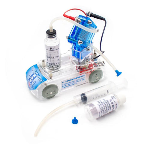 Hydrogen Fuel Cell Car Science Kit for Hands-On STEM Learning with a mini electric trolley and hydrogen production components visible.