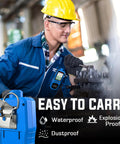 Worker using Hydrogen Gas Detector With 0 To 1000 Ppm Range Real Time H2 Monitor for Industrial Lab And Home Safety in a factory setting