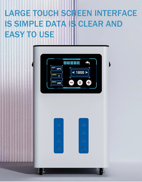 Two-User Hydrogen Inhalation Machine With 3-Port Design showing touch screen interface.