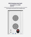 Back view of Hydrogen Inhalation Machine With 99 Point 99 Percent Purity H2 Electrolysis Tech showing USB charging ports and cooling vents.
