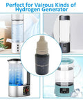 Four hydrogen generators with a center bottle of Precise Dissolved Hydrogen Test Reagent With Blue Indicator in a collage.