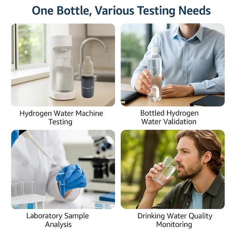 Precise Dissolved Hydrogen Test Reagent With Blue Indicator for various water testing needs in home and lab, includes H2Blue bottles.