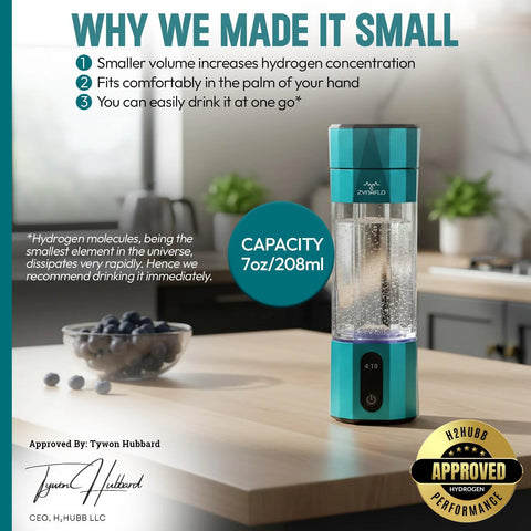 portable hydrogen water bottle generator with 7oz capacity