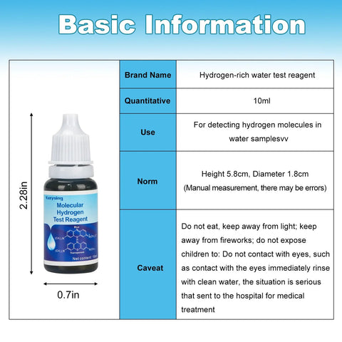 Hydrogen Test Reagent For Water That Dissolves Hydrogen To Let You Check The Concentration Of Hydrogen Molecules In Water, 10ml bottle