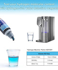 Hydrogen Test Reagent For Water That Dissolves Hydrogen To Let You Check The Concentration Of Hydrogen Molecules In Water In An Easy No Fuss Kit For Hydrogen Rich Water Machines Bottles Absorbers And Tablets By Kueysing H2Blue displayed with hydrogen machine and chart