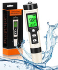 Hydrogen Water Tester 4 In 1 PH H2 ORP And Temp PH Meter with digital screen and packaging, ideal for home lab use.