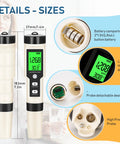 Hydrogen Water Tester 4 In 1 PH H2 ORP And Temp PH Meter with LCD display and detachable probe design