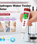 Hydrogen Water Tester with Dual PH and ORP Meter measuring hydrogen levels, ideal for hydroponics, pools, aquariums, kombucha brewing.