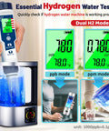 Hydrogen Water Tester With Dual H2 Modes And 4 In 1 pH ORP Meter For Drinking Water, showing digital display and usage scenarios
