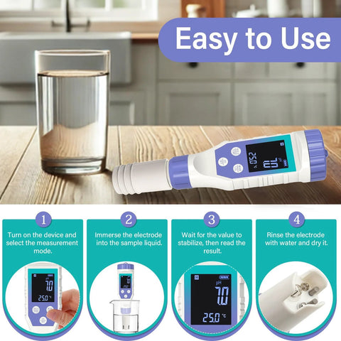 Hydrogen Water Tester Meter For Drinking And Bottled Water Yewhick 7 In 1 H2 TDS EC pH ORP Meter Digital Water Tester Easy to Use