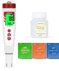 Hydrogen Water Tester With ORP Meter And Digital pH Tester for Drinking Water, includes pH buffer powders and electrode protection by GIDIGI.