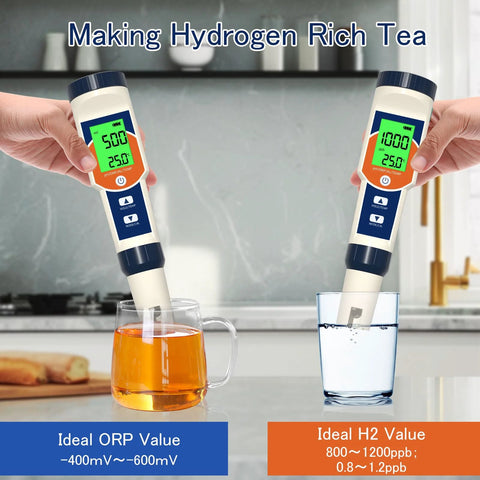 hydrogen water tester kit measuring hydrogen in tea and water