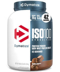 Container of Hydrolyzed Whey Isolate Protein Powder with 25g Protein and 5.5g BCAAs per serving, gluten-free, fast-absorbing gourmet chocolate flavor.