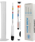 Hydrometer For Wine Making With 100 Mm Alcohol Test Jar, kit includes hydrometer, test tube, and packaging for home brew fans.