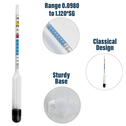 Hydrometer For Wine Making With 100 Mm Alcohol Test Jar Specific Gravity Hydrometer For Wine And Beer Brewing Testing Kit with details