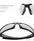 Hypershock Safety Glasses Black Frame Gray Lens HydroShield Anti Fog Coating with molded nose piece for comfort