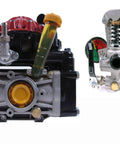Front view of Hypro D50 Diaphragm Pump with 9910-GS40GI Pressure Regulator (Bundle, 2 Items) showing components