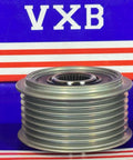 F-576631 Alternator Freewheel Clutch for Hyundai vehicles, side view of metal pulley with VXB branding in background