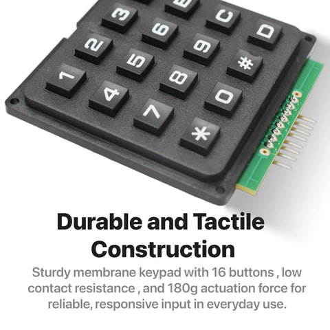Dual I2C Enabled Heavy Duty 4x4 Matrix Keypads With I2C Bus Adapters, close-up on tactile keys with circuit detail