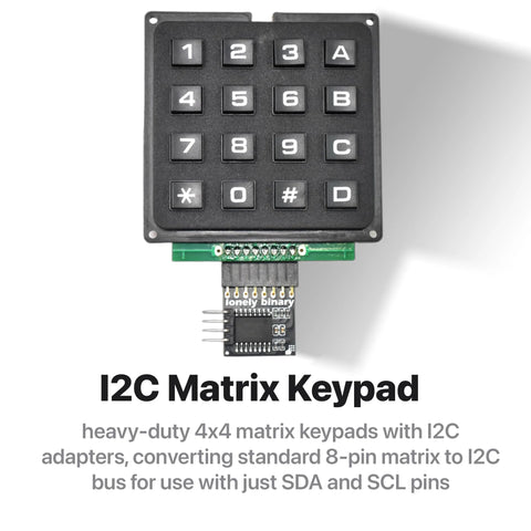 Dual I2C Enabled Heavy Duty 4x4 Matrix Keypads With I2C Bus Adapters for Arduino, ESP32 S3, Raspberry Pi, and IoT projects.