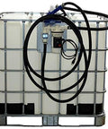 TIM-DEF-3A Electric Pumping System With Meter And Automatic Nozzle For IBC Totes displayed on IBC container