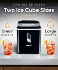 Portable Countertop Ice Maker With LED Control Panel And One Point Five Quart Water Tank Produces 26 Lbs Of Ice Per Day With Two Cube Sizes