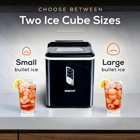 Portable Countertop Ice Maker With LED Control Panel And One Point Five Quart Water Tank Produces 26 Lbs Of Ice Per Day With Two Cube Sizes
