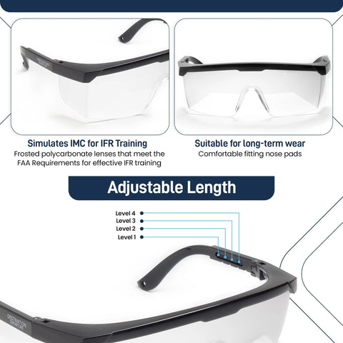 IFR Training Foggles With Adjustable Frosted Polycarbonate Lenses For IMC featuring adjustable length and nose pads
