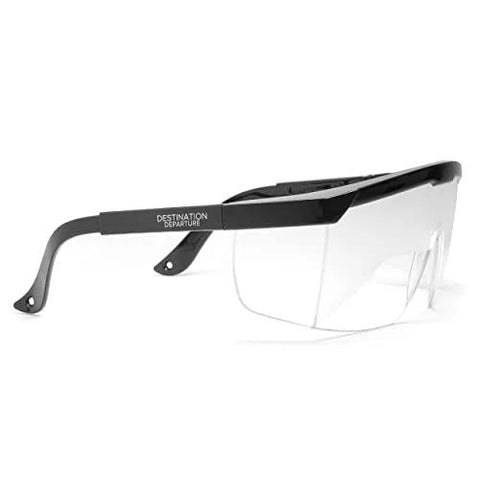 Side view of IFR Training Foggles with Adjustable Frosted Polycarbonate Lenses for IMC, black frame with frosted lenses.