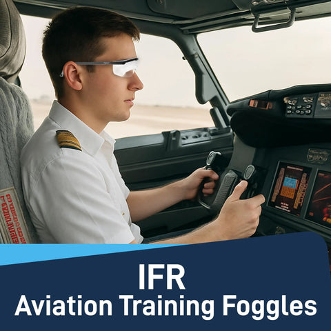 Pilot wearing IFR Training Foggles With Adjustable Frosted Polycarbonate Lenses For IMC in cockpit