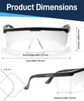 Dimensions of IFR Training Foggles With Adjustable Frosted Polycarbonate Lenses For IMC showing sizes of lenses and frame