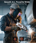 Welder using Ultra Portable 110V 200A IGBT Inverter ARC Welder With Digital Display for auto repair, featuring smooth arc.