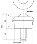 Technical drawing of IP-16NB IGUCHI 6.5 lbs Load Capacity UHMWPE Screw Type Ball Transfer Unit - Made in Japan showing dimensions and materials.