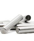 Close-up of DIY Ready Replacement Dowel Pins for IKEA IVAR Bookcase Shelving System 6x40mm Plated Steel Pegs Pack Of 8 on white background