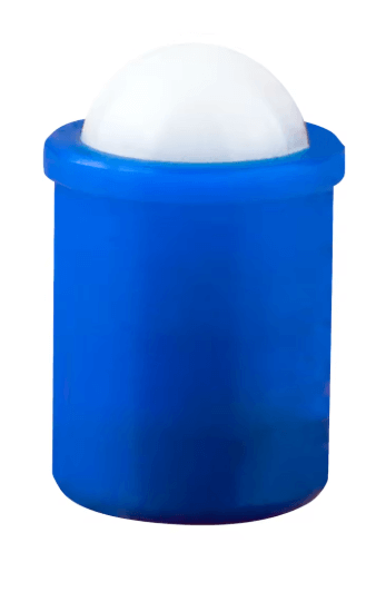 3mm x 4mm Press Fit Plastic Spring Ball Plunger - POM Ball in blue with a spring-loaded ball tip.