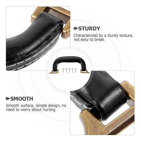 Close-up of imitation leather suitcase handle replacement carry handle for luggage bags and boxes with bronze accents and ergonomic grip.