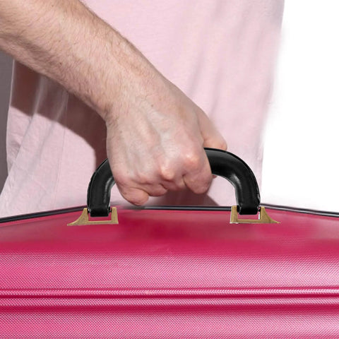 Imitation Leather Suitcase Handle Replacement Carry Handle For Luggage Bags And Boxes installed on a pink suitcase