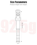 Diagram of a 3/8 Impact Adapter from the 4 Pack Socket Adapter 1/4 Inch to 3/8 Socket Adapter Kit for Impact Driver, showing size parameters.